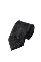 Siyah 2'li İpek Karışımlı Desenli Kravat & Mendil Seti