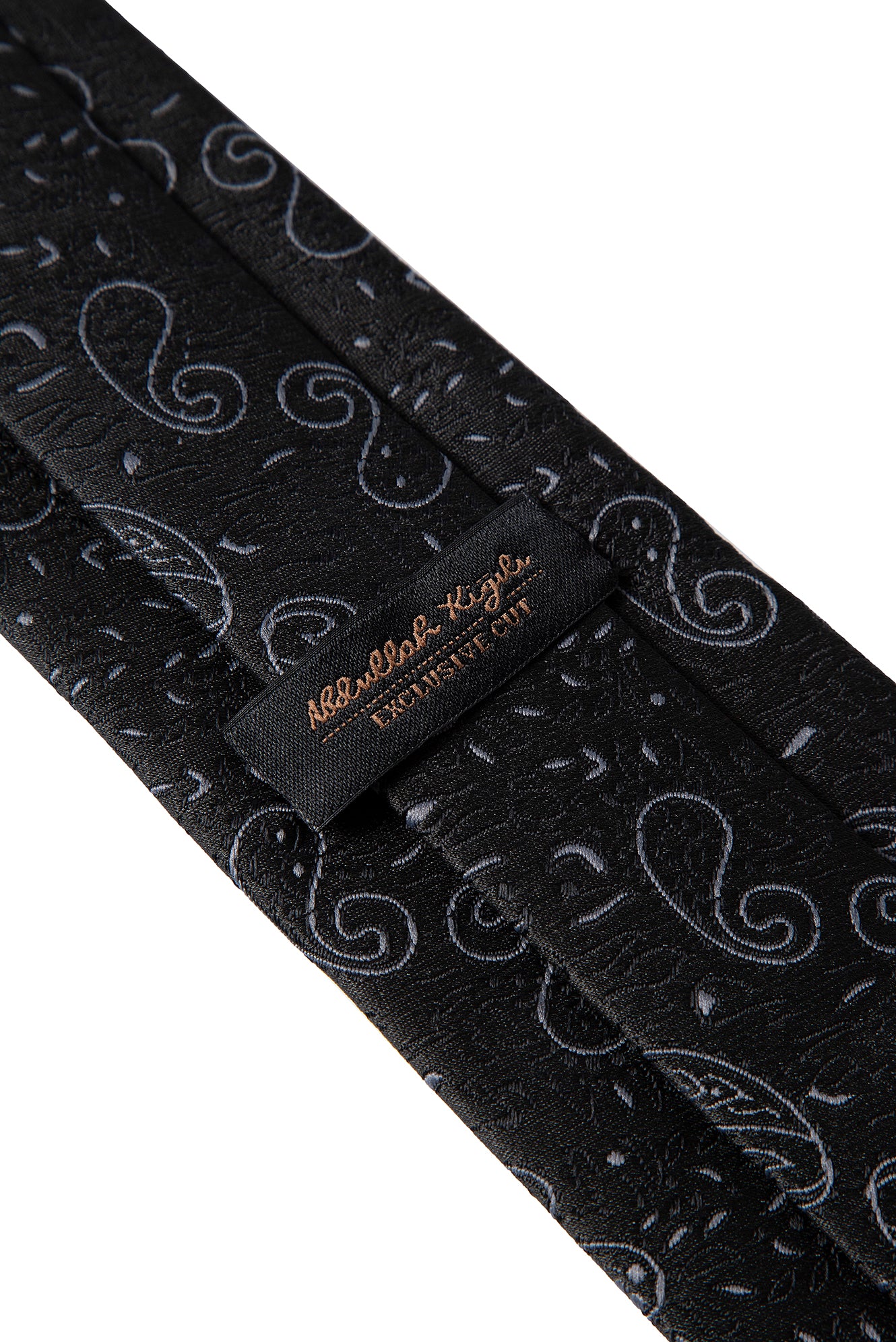 Siyah 2'li İpek Karışımlı Desenli Kravat & Mendil Seti