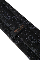 Siyah 2'li İpek Karışımlı Desenli Kravat & Mendil Seti