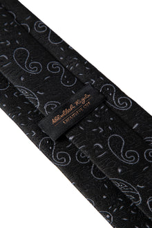 Siyah 2'li İpek Karışımlı Desenli Kravat & Mendil Seti