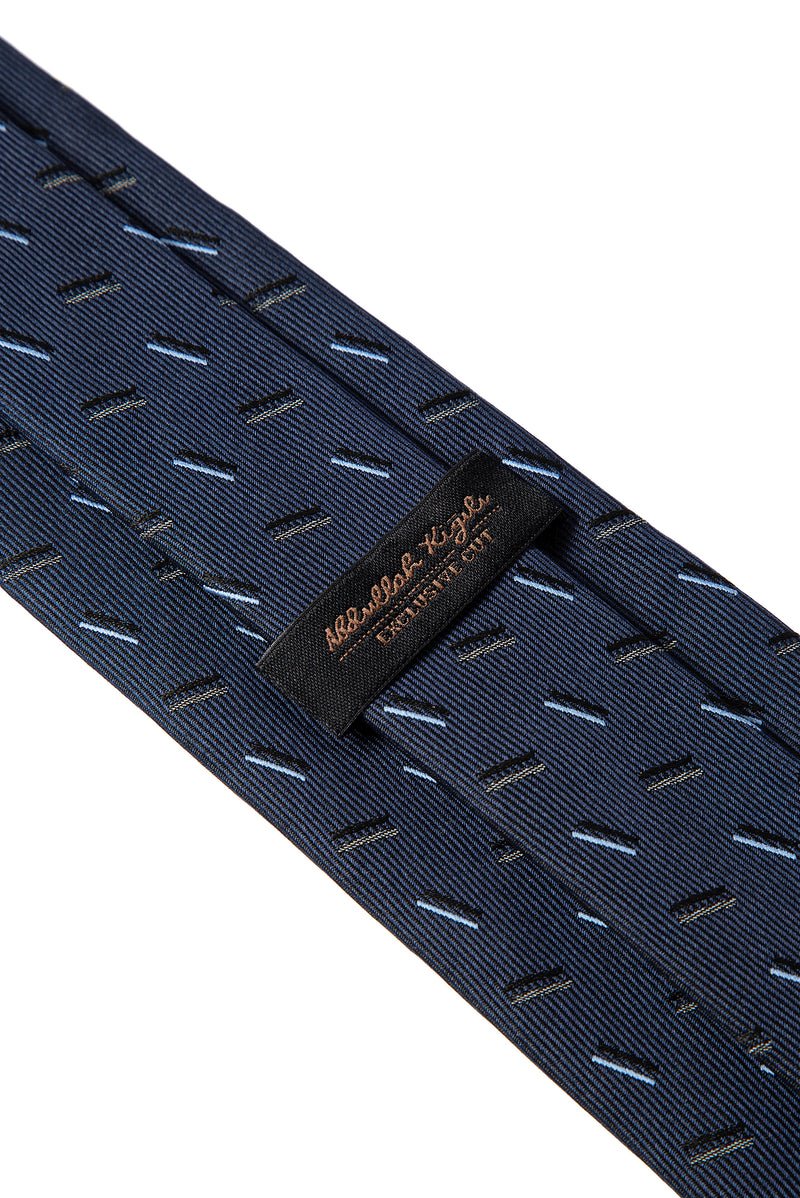 Lacivert 2'li İpek Karışımlı Desenli Kravat & Mendil Seti