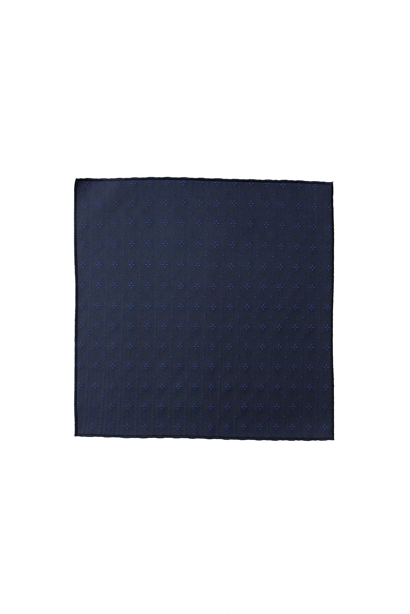 Koyu Lacivert 2'li İpek Karışımlı Desenli Kravat & Mendil Seti