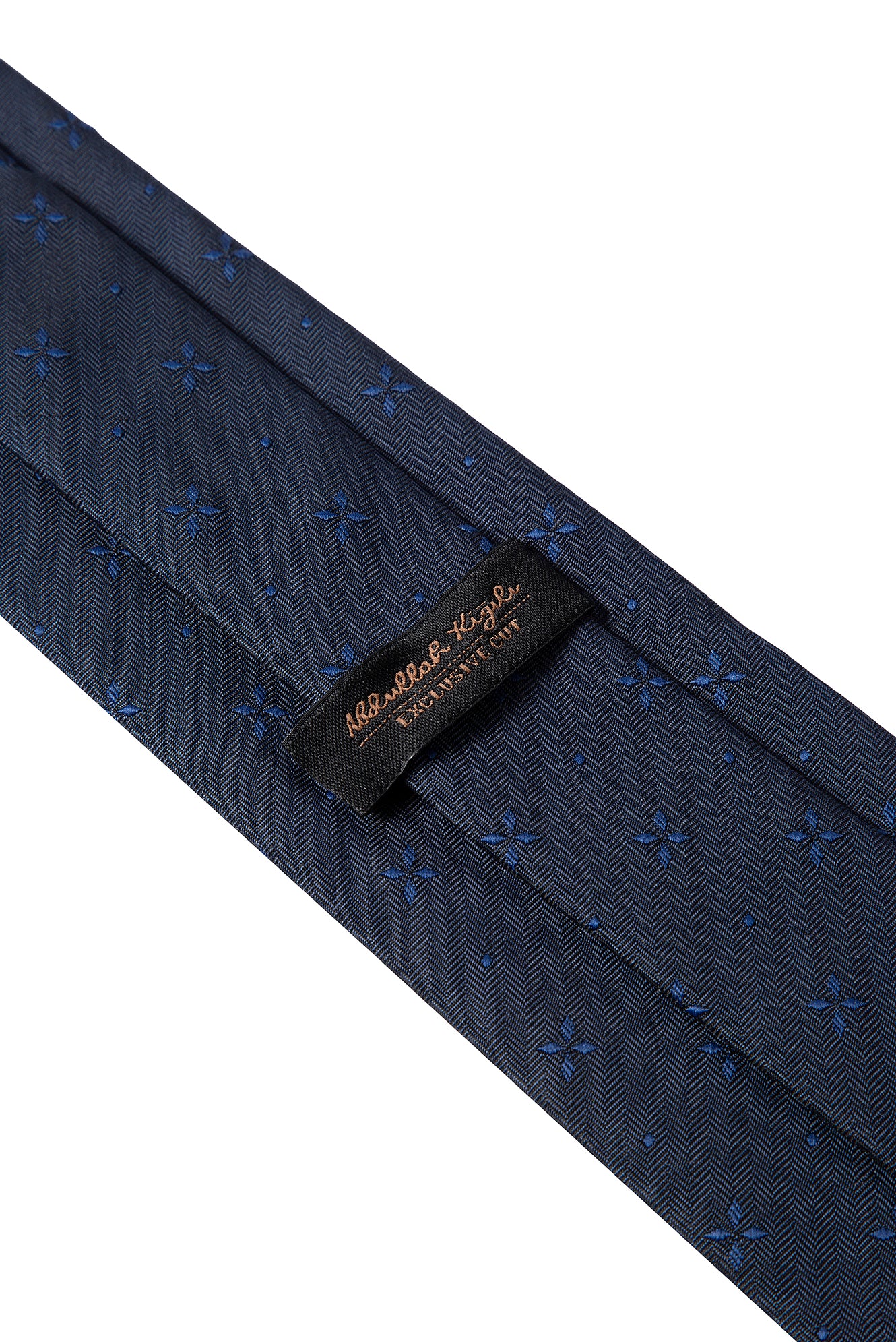 Koyu Lacivert 2'li İpek Karışımlı Desenli Kravat & Mendil Seti