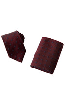 Koyu Bordo 2'li İpek Karışımlı Desenli Kravat & Mendil Seti