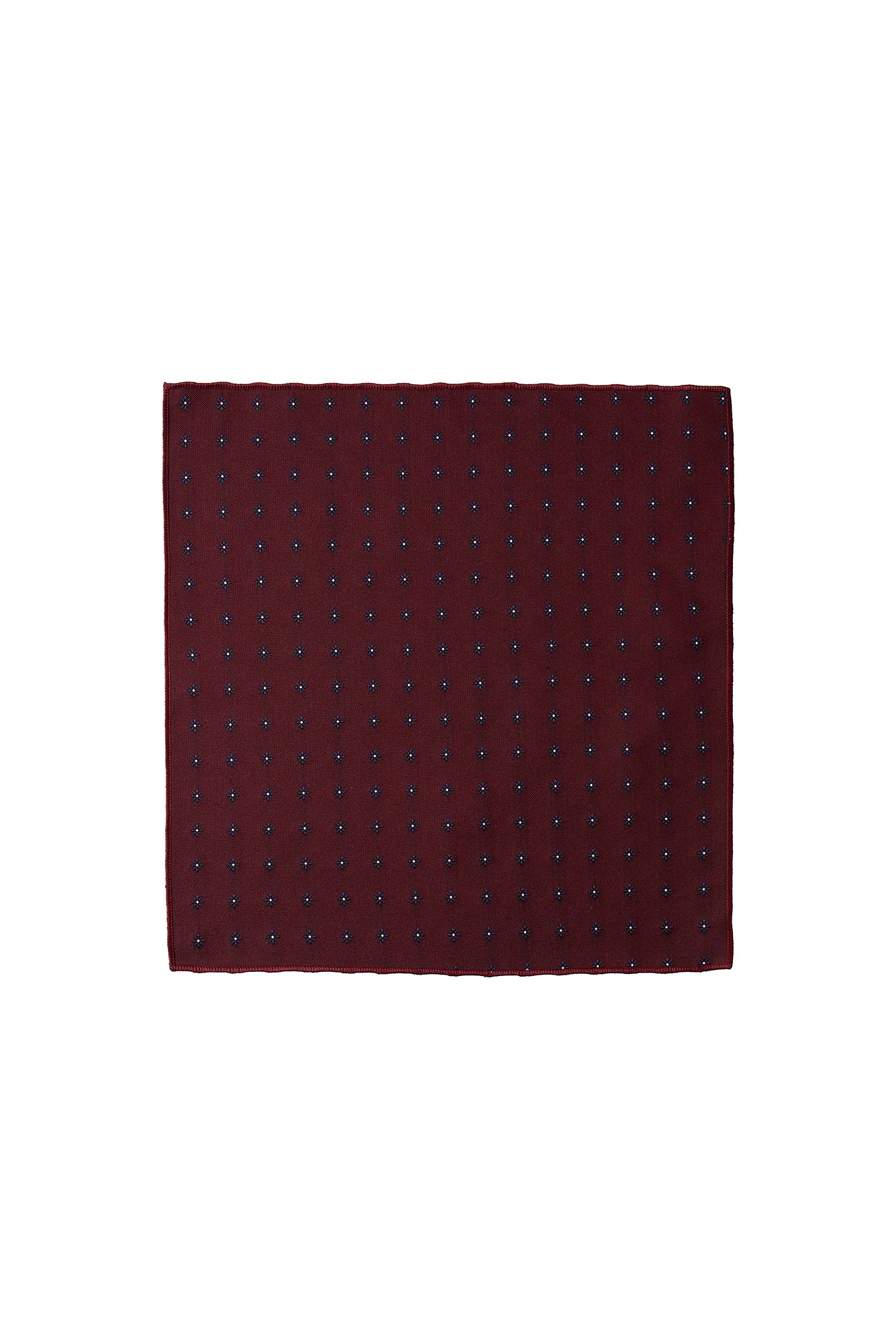 Koyu Bordo 2'li İpek Karışımlı Desenli Kravat & Mendil Seti