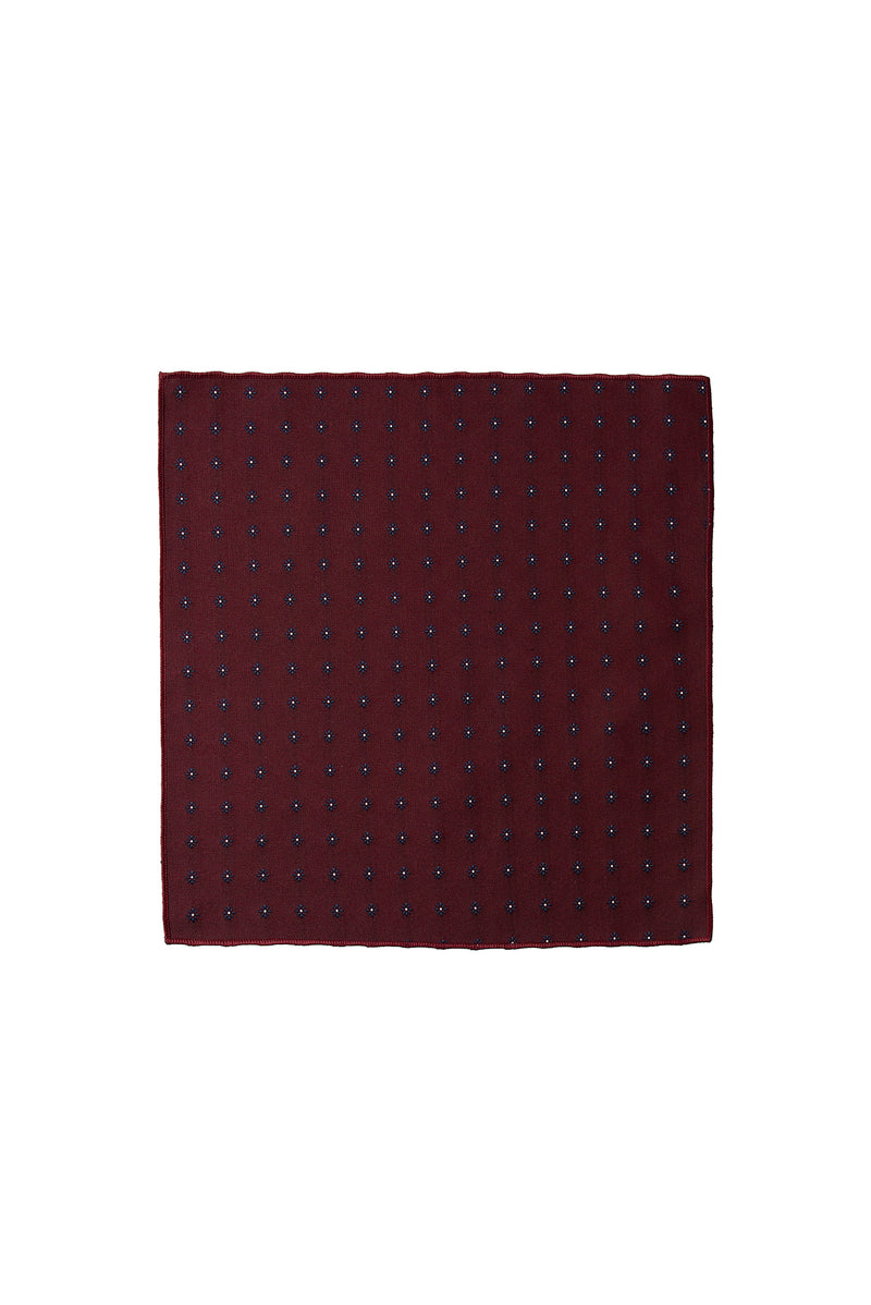 Koyu Bordo 2'li İpek Karışımlı Desenli Kravat & Mendil Seti