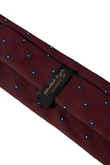 Koyu Bordo 2'li İpek Karışımlı Desenli Kravat & Mendil Seti