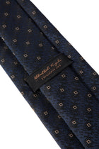 Lacivert 2'li İpek Karışımlı Desenli Kravat & Mendil Seti