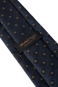 Lacivert 2'li İpek Karışımlı Desenli Kravat & Mendil Seti