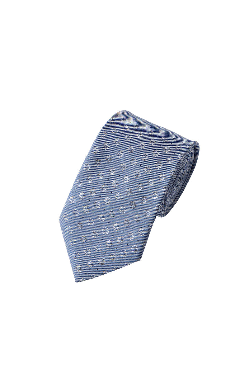 Açık Mavi 2'li İpek Karışımlı Desenli Kravat & Mendil Seti