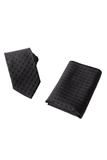 Orta Antrasit 2'li İpek Karışımlı Kravat & Mendil Seti