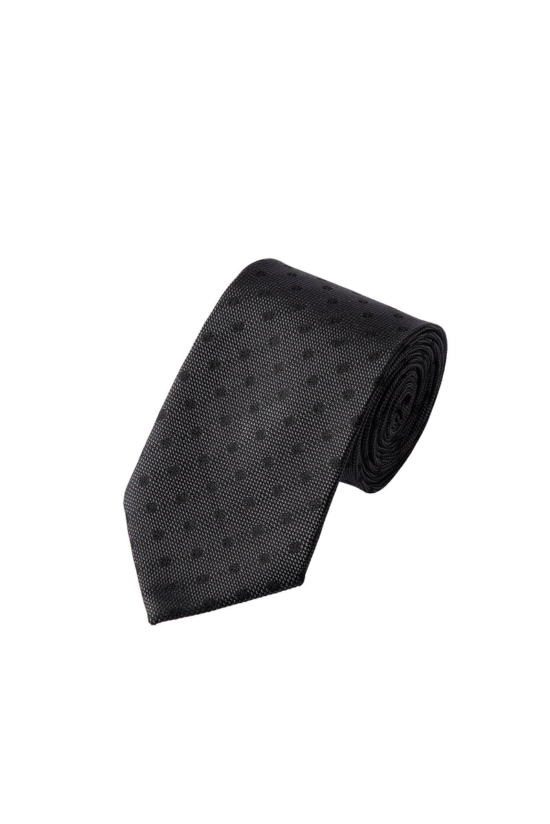 Orta Antrasit 2'li İpek Karışımlı Kravat & Mendil Seti