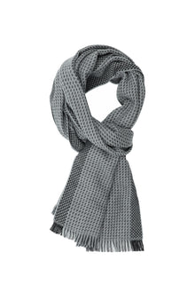 Açık Gri İtalyan Yün Çizgili Atkı (35*180)