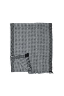 Açık Gri İtalyan Yün Çizgili Atkı (35*180)