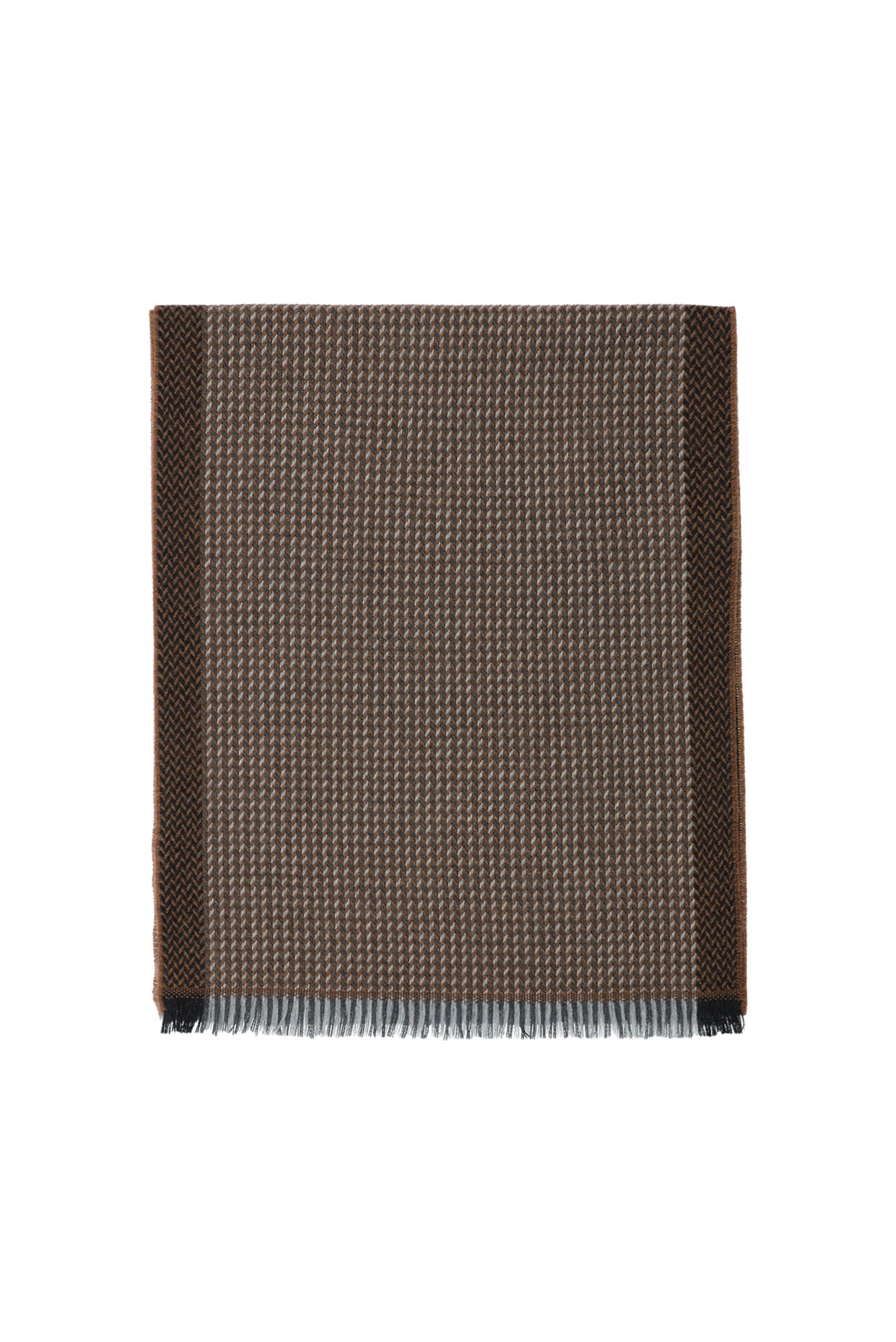 Orta Kahve İtalyan Yün Çizgili Atkı (35*180)