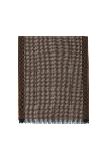 Orta Kahve İtalyan Yün Çizgili Atkı (35*180)