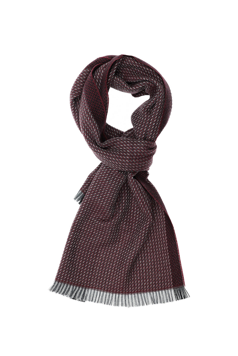 Şarap Bordo İtalyan Yün Çizgili Atkı (35*180)