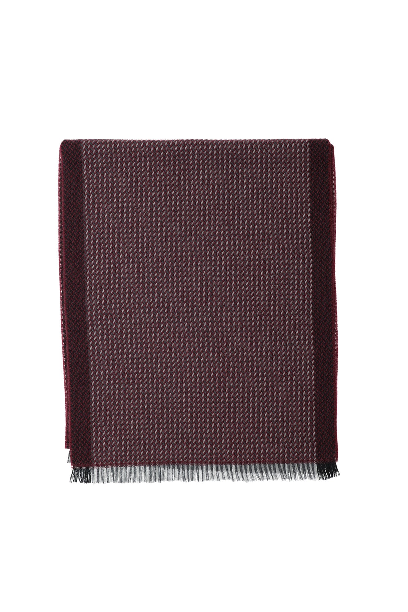 Şarap Bordo İtalyan Yün Çizgili Atkı (35*180)