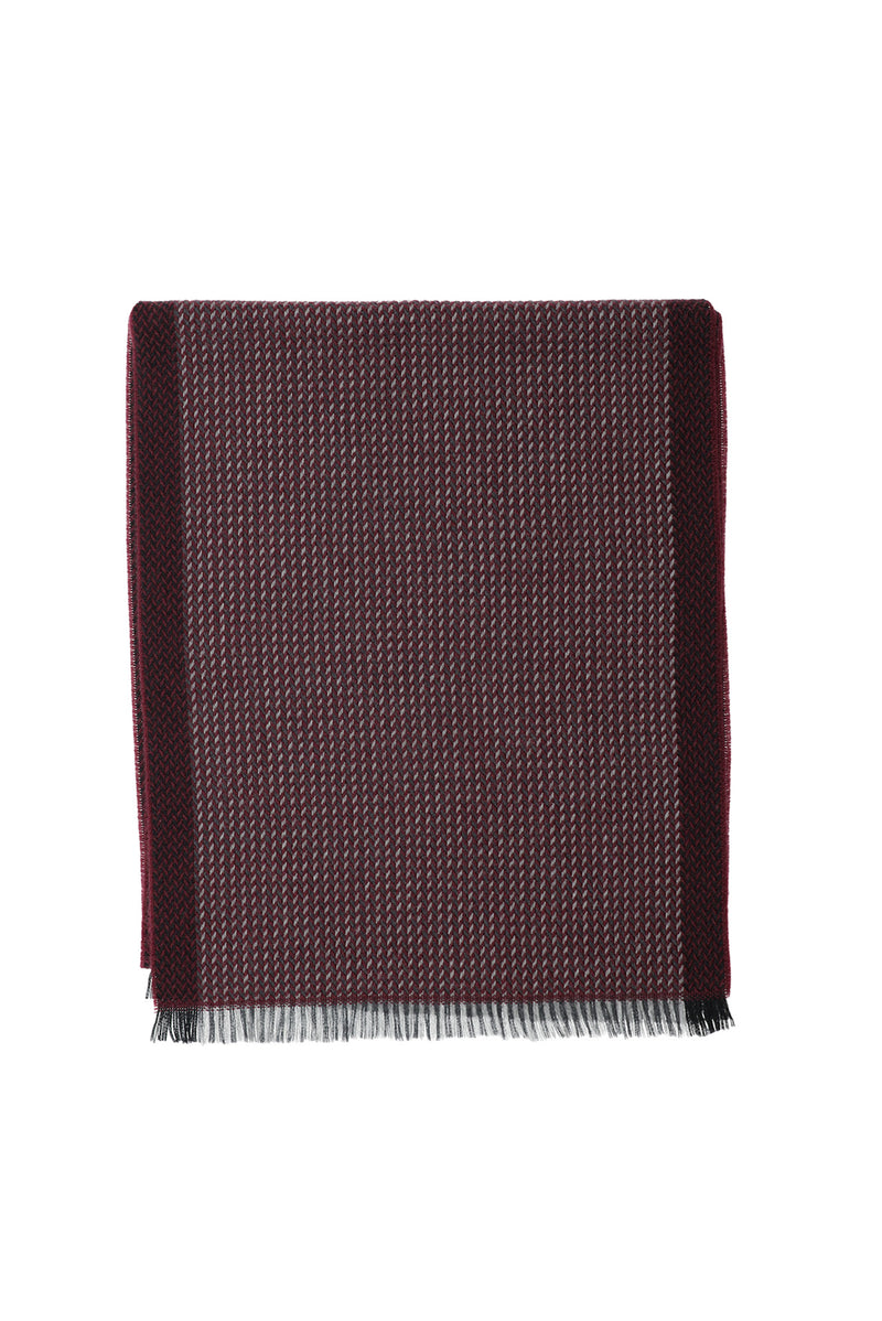 Şarap Bordo İtalyan Yün Çizgili Atkı (35*180)