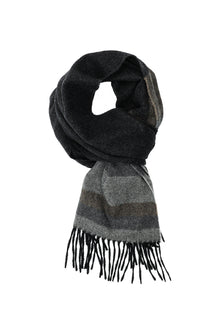 Orta Gri İtalyan Yünlü Çizgili Atkı (37*180)