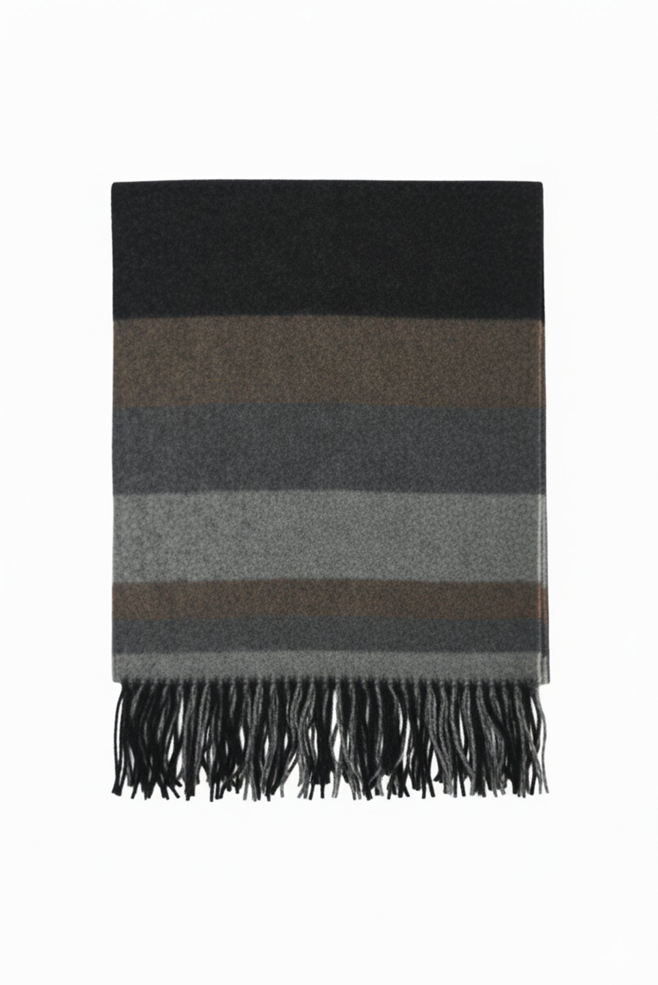 Orta Gri İtalyan Yünlü Çizgili Atkı (37*180)