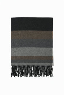 Orta Gri İtalyan Yünlü Çizgili Atkı (37*180)