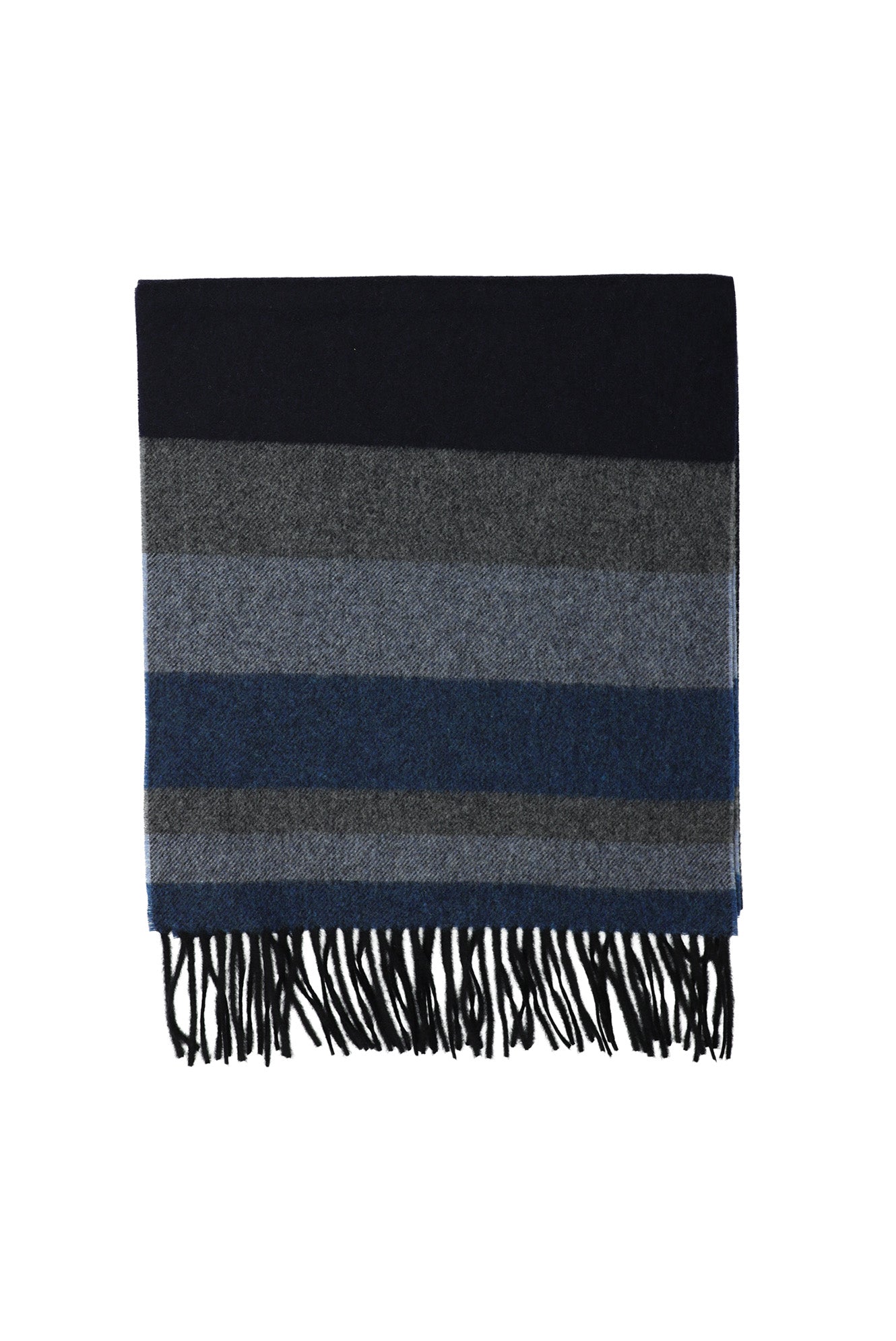 Koyu Lacivert İtalyan Yünlü Çizgili Atkı (37*180)