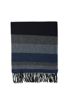 Koyu Lacivert İtalyan Yünlü Çizgili Atkı (37*180)