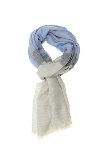 Açık Mavi İtalyan Kaşmir Çizgili Atkı (47X180 CM)