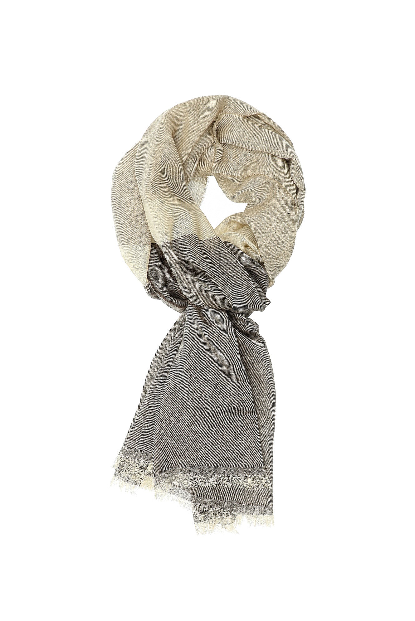 Açık Kahve  İtalyan Kaşmir Çizgili Atkı (47X180 CM)