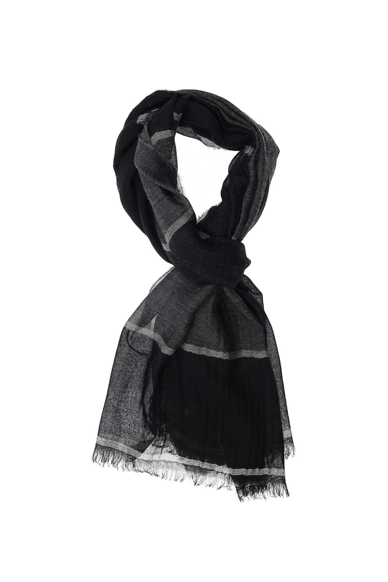 Siyah İtalyan Kaşmir Çizgili Atkı ( 70X190 CM)