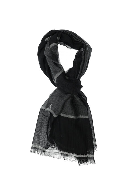 Siyah İtalyan Kaşmir Çizgili Atkı ( 70X190 CM)