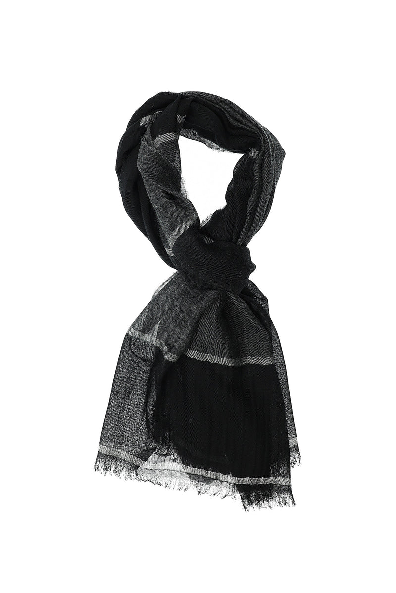 Siyah İtalyan Kaşmir Çizgili Atkı ( 70X190 CM)