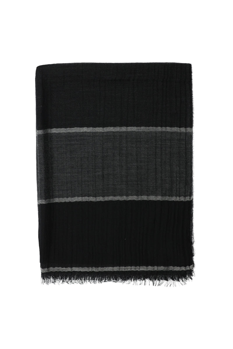 Siyah İtalyan Kaşmir Çizgili Atkı ( 70X190 CM)