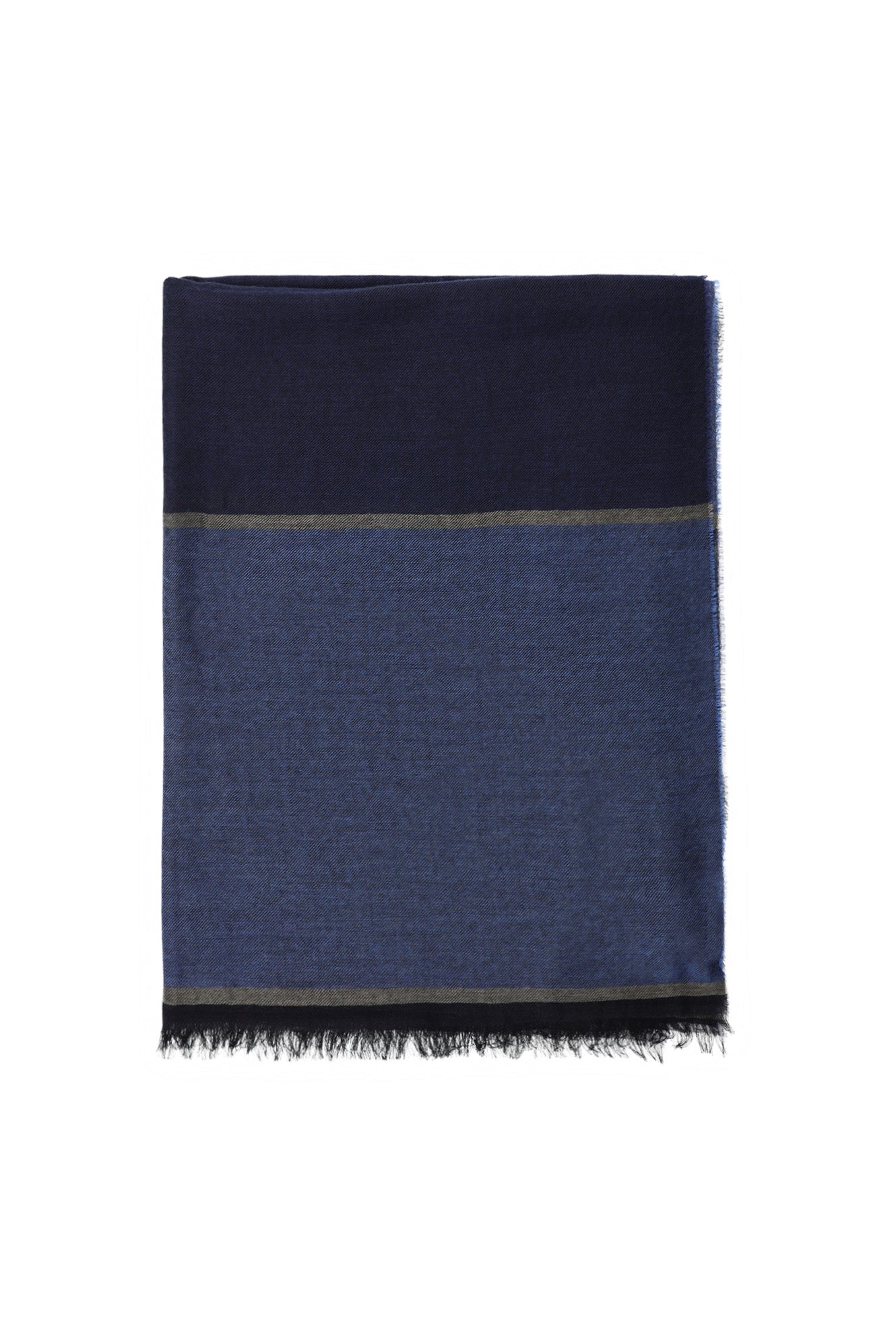 Koyu Mavi  İtalyan Kaşmir Çizgili Atkı ( 70X190 CM)