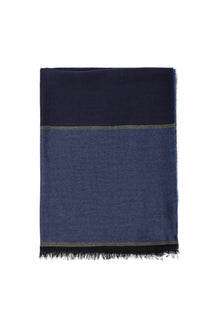 Koyu Mavi  İtalyan Kaşmir Çizgili Atkı ( 70X190 CM)