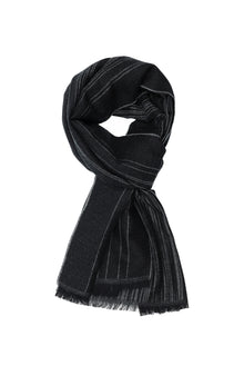 Koyu Antrasit İtalyan Yün/İpek Desenli Atkı (45X180 CM)