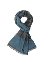 Açık Mavi İtalyan Yün/İpek Desenli Atkı (45X180 CM)