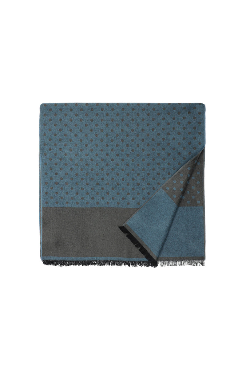 Açık Mavi İtalyan Yün/İpek Desenli Atkı (45X180 CM)