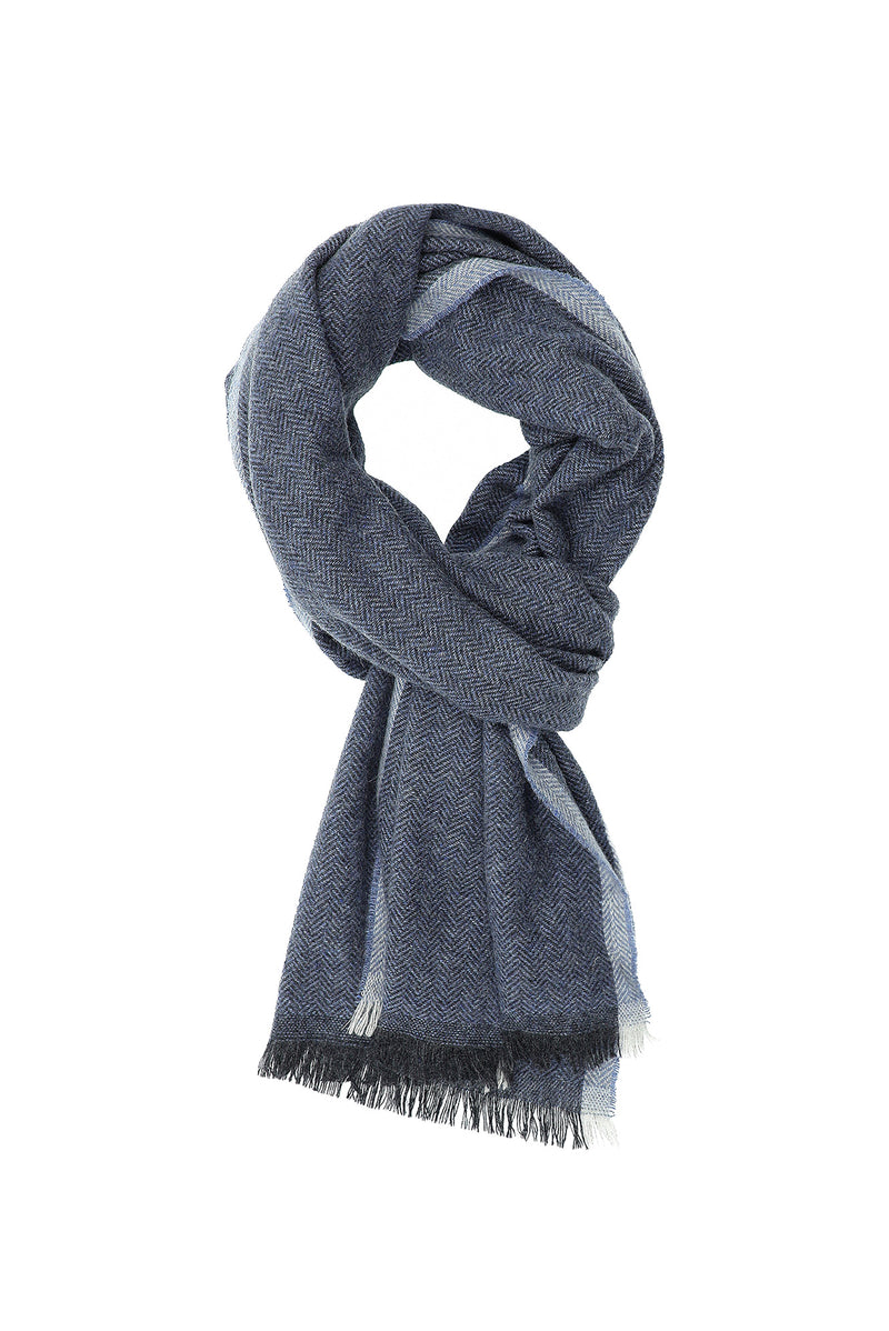 Açık Lacivert İtalyan Kaşmir Düz Atkı (37X180 CM)