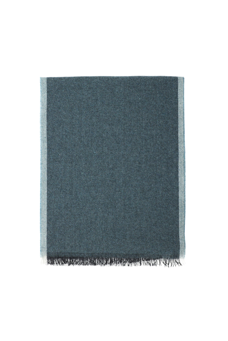 Mavi İtalyan Kaşmir Düz Atkı (37X180 CM)