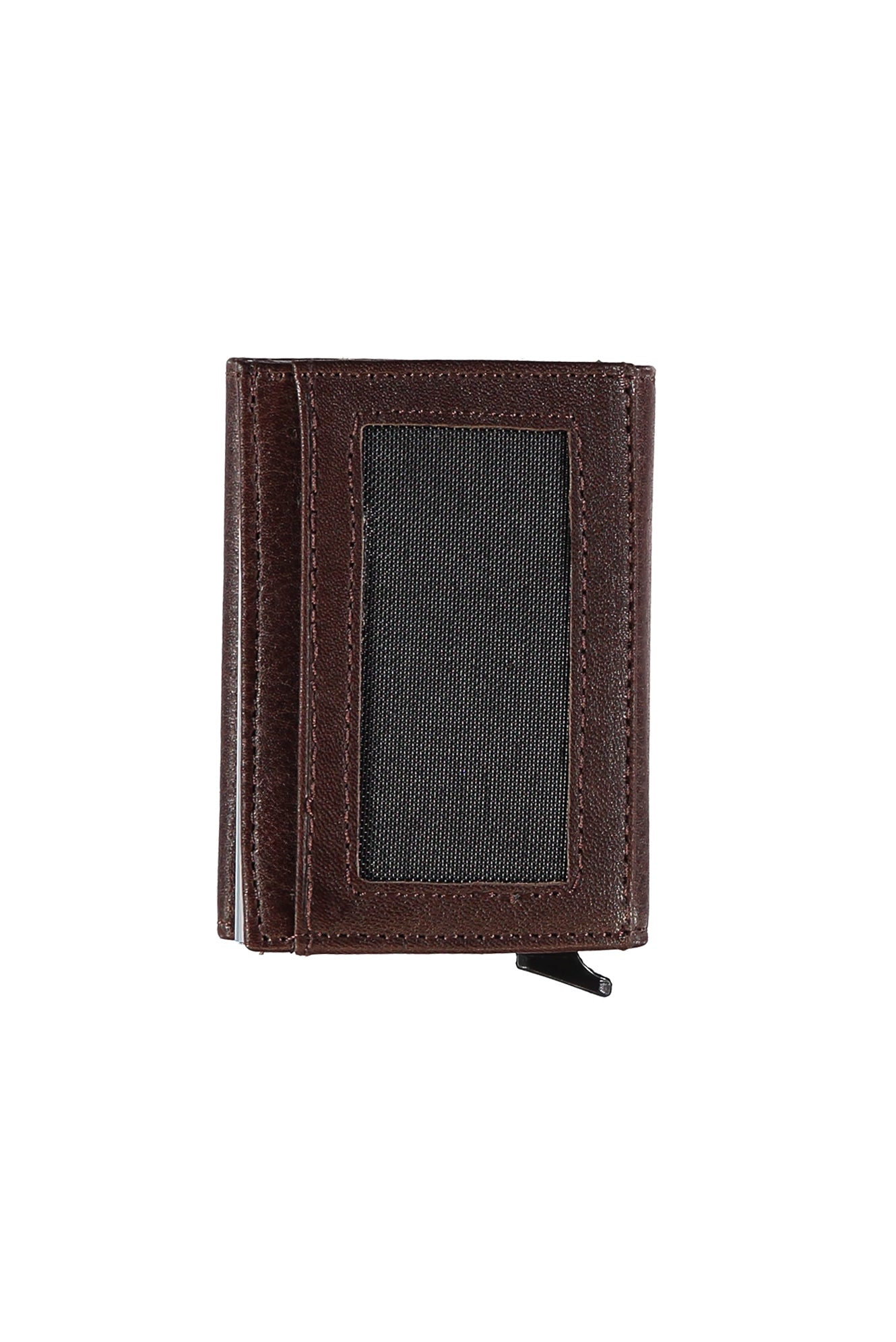 Koyu Kahve Mekanizmalı Deri Cüzdan