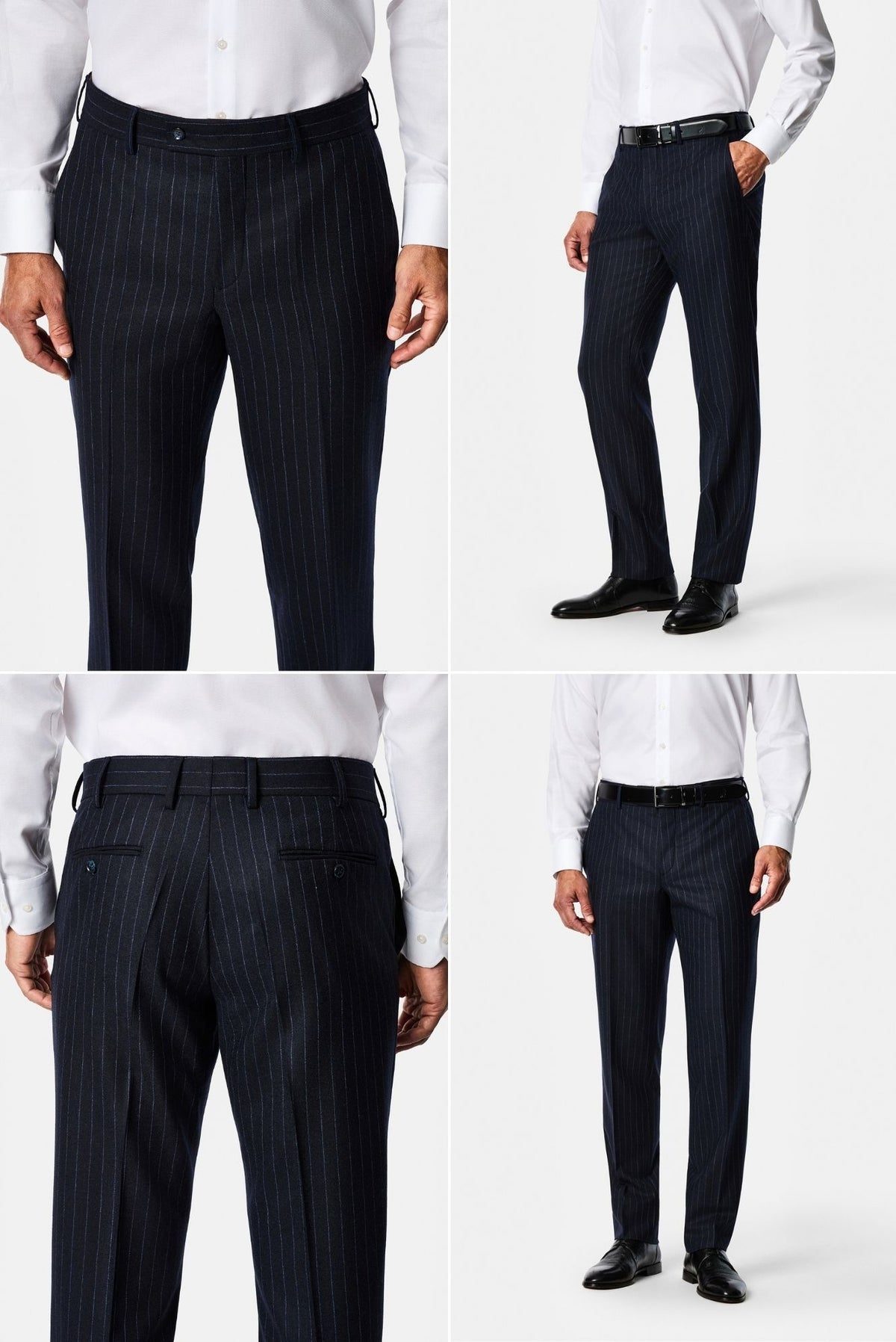 Koyu Lacivert 6 Drop Regular Fit Mono Yaka Çizgili Yün & Kaşmir Karışımlı İtalyan Takım Elbise