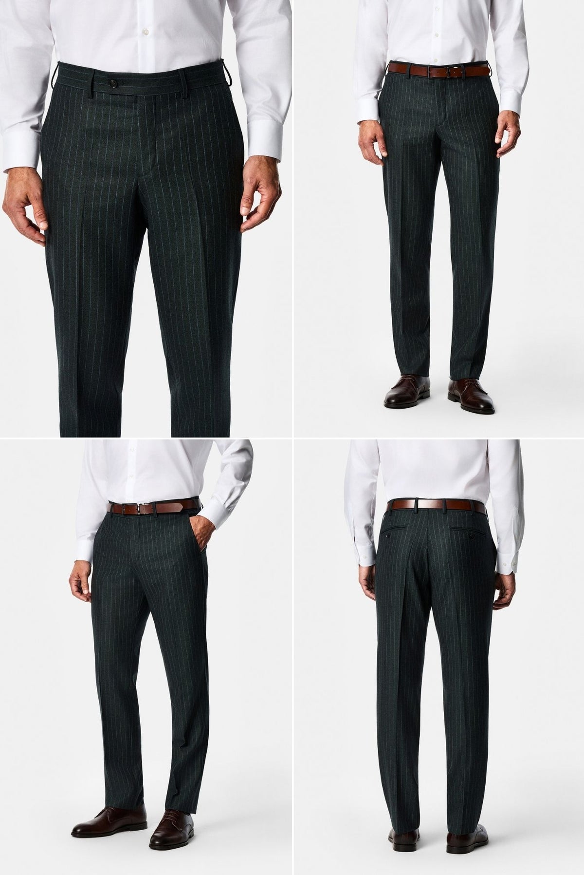 Koyu Haki 6 Drop Regular Fit Mono Yaka Çizgili Yün & Kaşmir Karışımlı İtalyan Takım Elbise