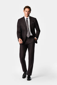 Koyu Bordo 7 Drop Slim Fit Sivri Yaka Çizgili Yün & Kaşmir Karışımlı İtalyan Takım Elbise