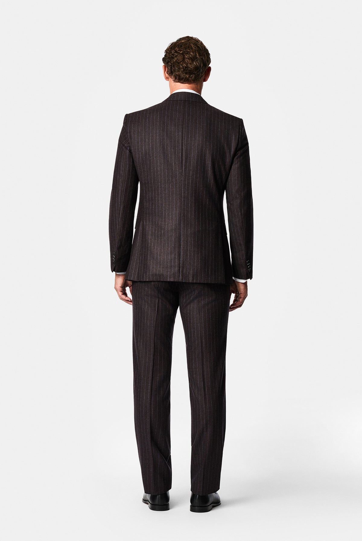 Koyu Bordo 7 Drop Slim Fit Sivri Yaka Çizgili Yün & Kaşmir Karışımlı İtalyan Takım Elbise