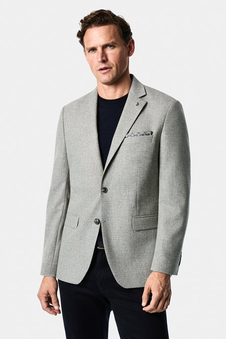Orta Gri 4 Drop Relaxed Fit Rahat Kesim Yünlü Mono Yaka Klasik Ceket