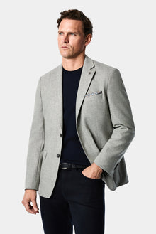 Orta Gri 4 Drop Relaxed Fit Rahat Kesim Yünlü Mono Yaka Klasik Ceket