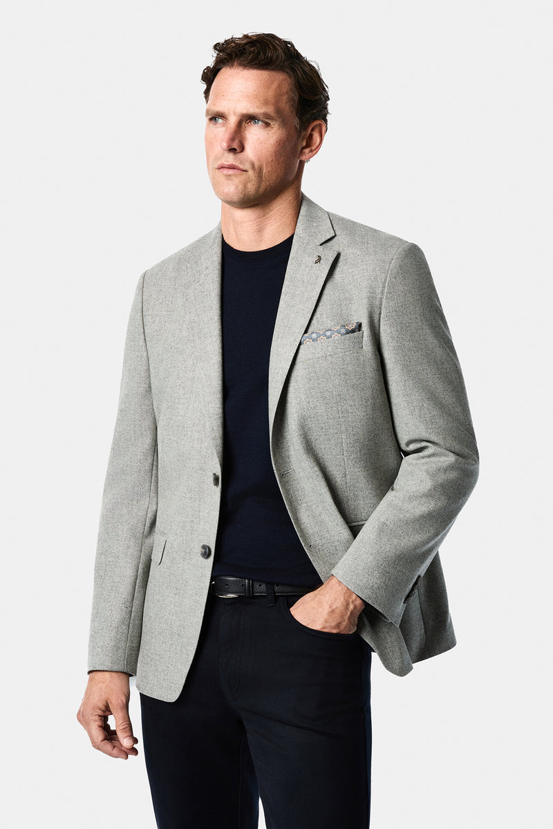 Orta Gri 4 Drop Relaxed Fit Rahat Kesim Yünlü Mono Yaka Klasik Ceket