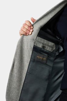 Orta Gri 4 Drop Relaxed Fit Rahat Kesim Yünlü Mono Yaka Klasik Ceket